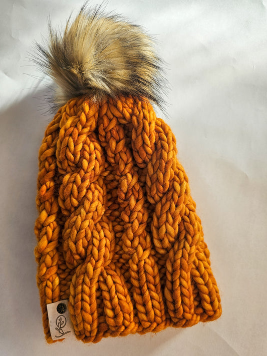 Orange Cable Beanie