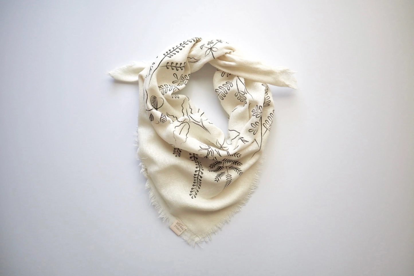 Raw Silk Naturally Dyed Bandana - Botanical Print (3 colors available)