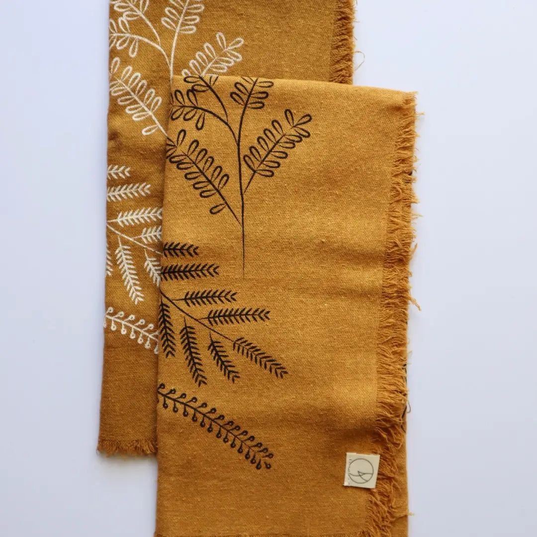 Raw Silk Naturally Dyed Bandana - Botanical Print (3 colors available)