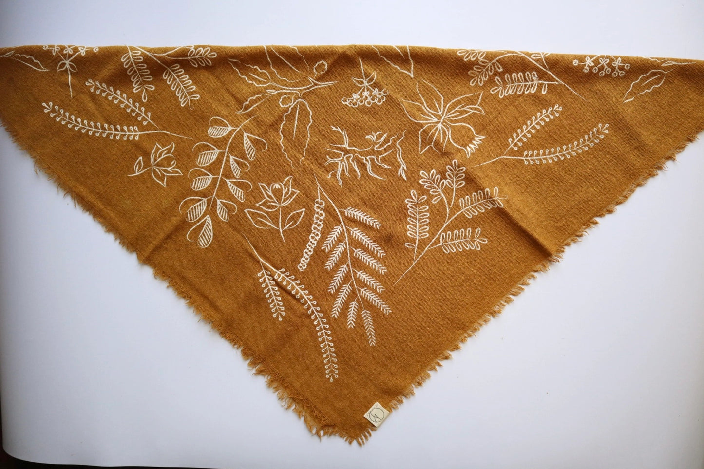 Raw Silk Naturally Dyed Bandana - Botanical Print (3 colors available)